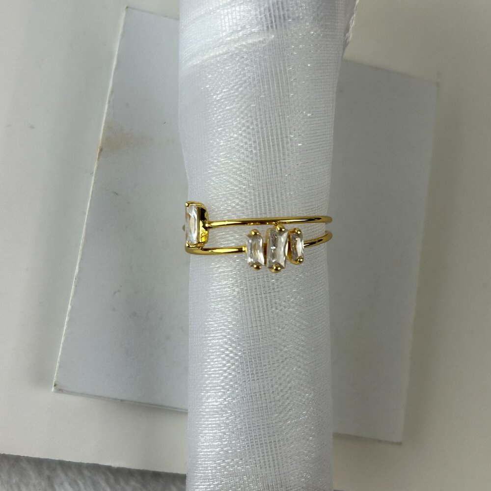 18K Gold Plated Gorjana Amara Ring Set of 2 Size 8 - Picture 4 of 5